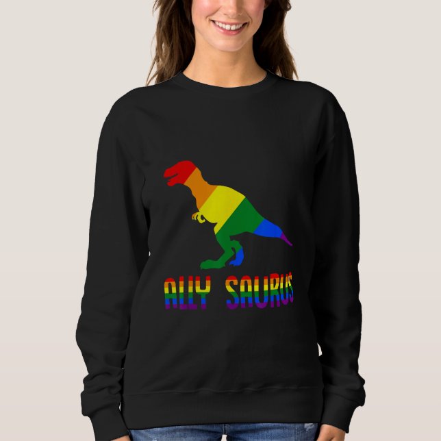 Moletom Ally saurus rex LGBTQ flag Gay Pride month (Frente)
