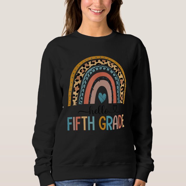 Moletom Alô Professor do 5º ano Crianças Boho Rainbow Back (Frente)
