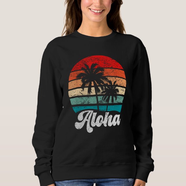 Moletom Aloha Hawaii Hawaiian Island Palm Tree Beach Retro (Frente)
