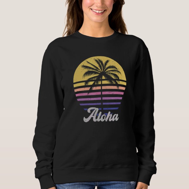 Moletom Aloha Hawaii, Ilha Havaiana Palm Tree Beach Vint (Frente)
