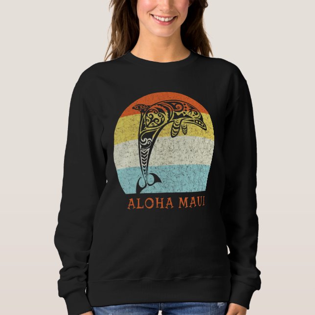 Moletom Aloha Maui Vintage Hawaiian Island Tribal Dolphin (Frente)