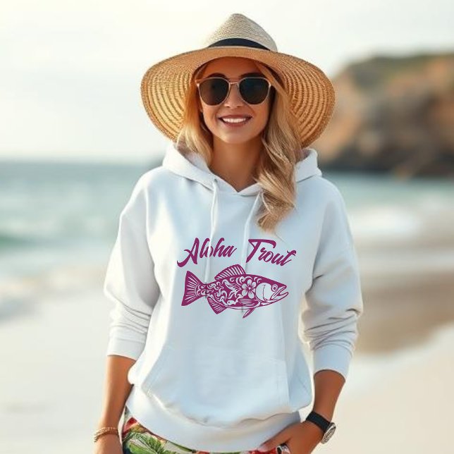 Moletom Aloha Trout Hawaiai Pescador Cor do Vinho Núcleo (Aloha Trout Fisherman Core Hawaiian Tribal pattern hoodie-wine color)