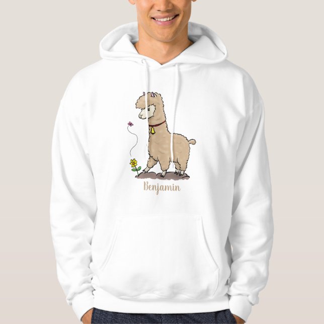 Moletom Alpaca feliz e giro com cartoon de borboleta (Frente)