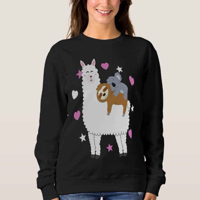 Moletom Alpaca Lama Sloth Koala Women  Girls Sloth (Frente)