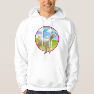 Moletom Alpaca Unicorn Sob O Rainbow Sky