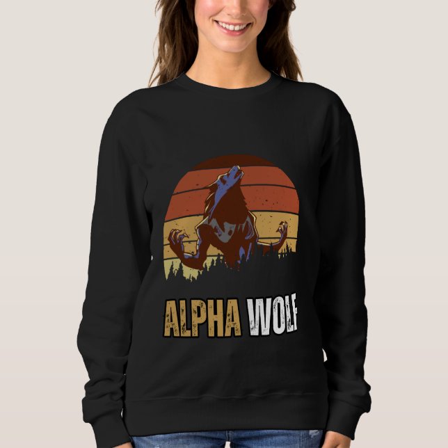 Moletom Alpha Wolf Meme Forte e Confiante, Alfa Trabalha O (Frente)