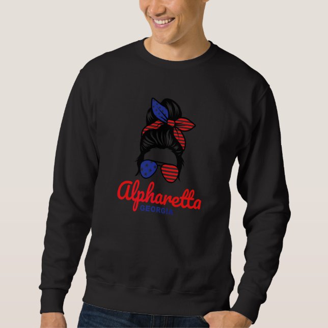Moletom Alpharetta Geórgia Coque Desarrumado Retrô   (Frente)