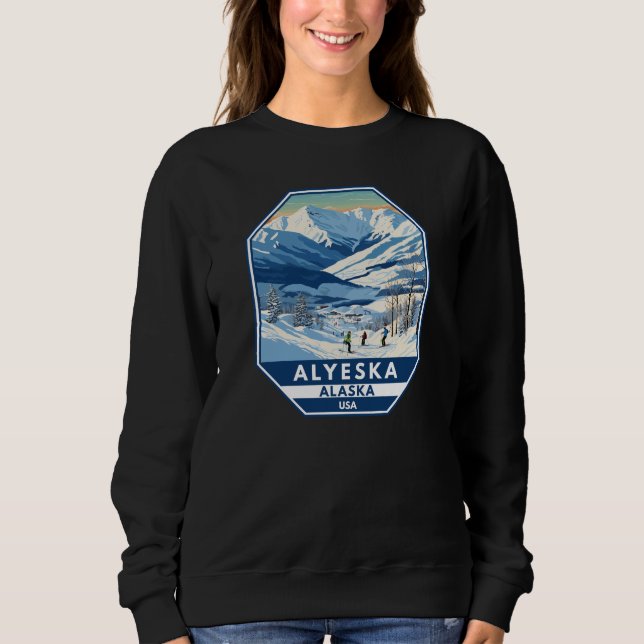 Moletom Alyeska Alaska Winter Viagem Art Vintage (Frente)