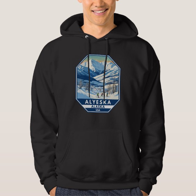 Moletom Alyeska Alaska Winter Viagem Art Vintage (Frente)