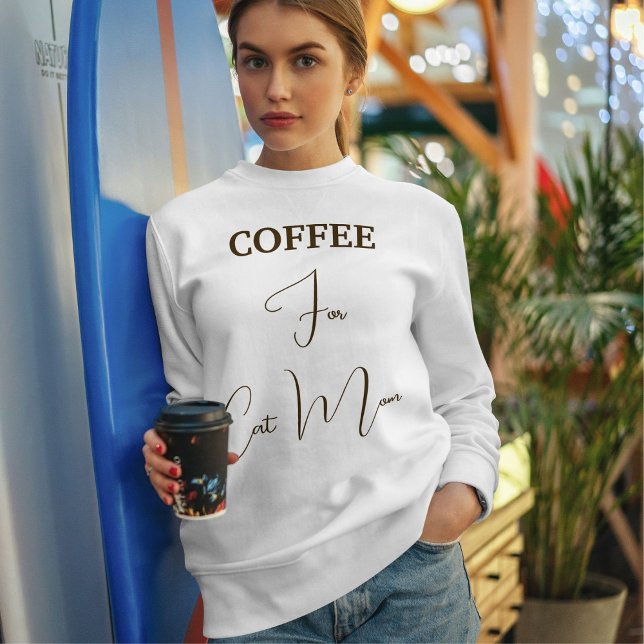 Moletom Amante de Animais Café Marrom Script Gata Mãe Pers (Criador carregado)