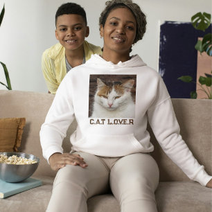 Moletom Amante de Gato Personalizado Branco Marrom Texto F