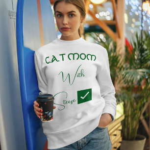 Moletom Amante de Gatos Personalizada Verde Mãe de Gato En
