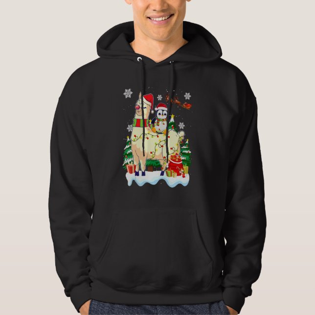 Moletom Amante de Pinguins Iluminação de Natal Pinguim Mon (Frente)