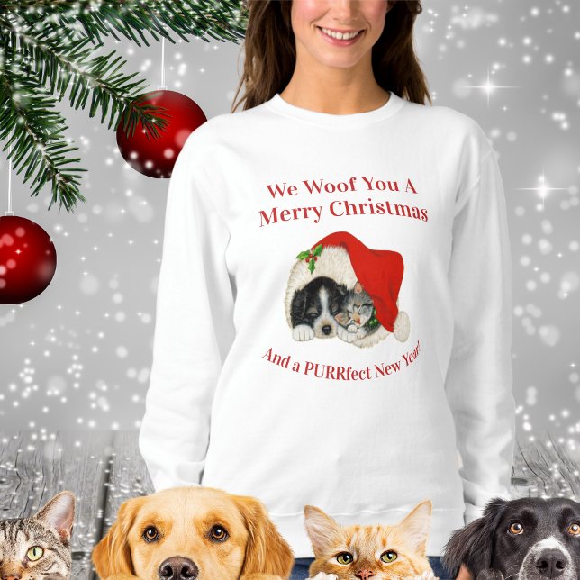 Moletom Amantes De Animais De Companhia, Gatos De Cães, Di (Pet Lovers, Dogs Cats, Christmas Fun Sweatshirt)