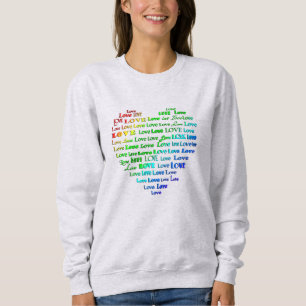 Moletom Ame Nuvem de Palavras do Coração no Rainbow Colors