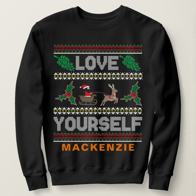 Moletom Ame-Se Fora De Natal Nome Personalizado (Frente do Design)