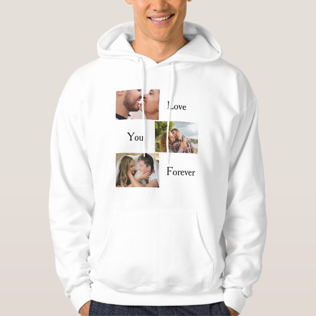 Moletom Ame você para Casais personalizados de 3 fotos e n (Frente)