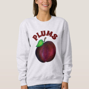 Moletom Ameixas Ripas Verão Roxo Pomar de Fruta de ameixa