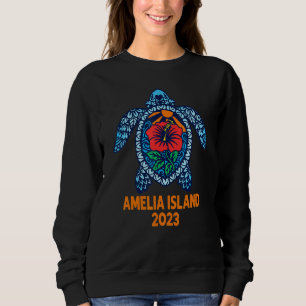 Moletom Amelia Island Sea Turtle Flórida 2023 Hibiscus Flo