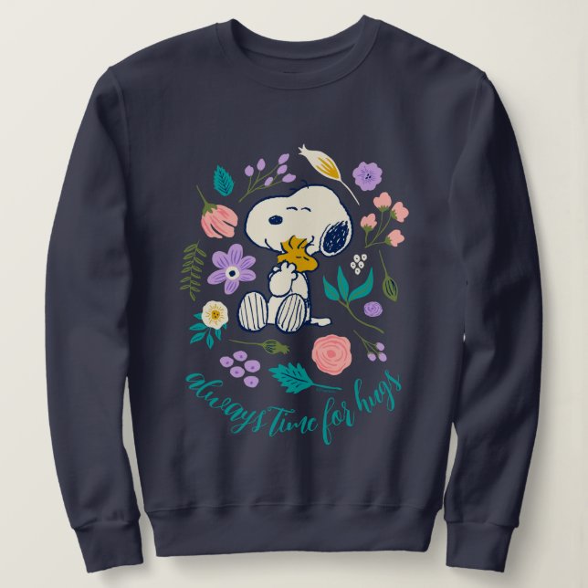 Moletom Amendoins Em Sangue | Snoopy & Woodstock Flower Hu (Frente do Design)