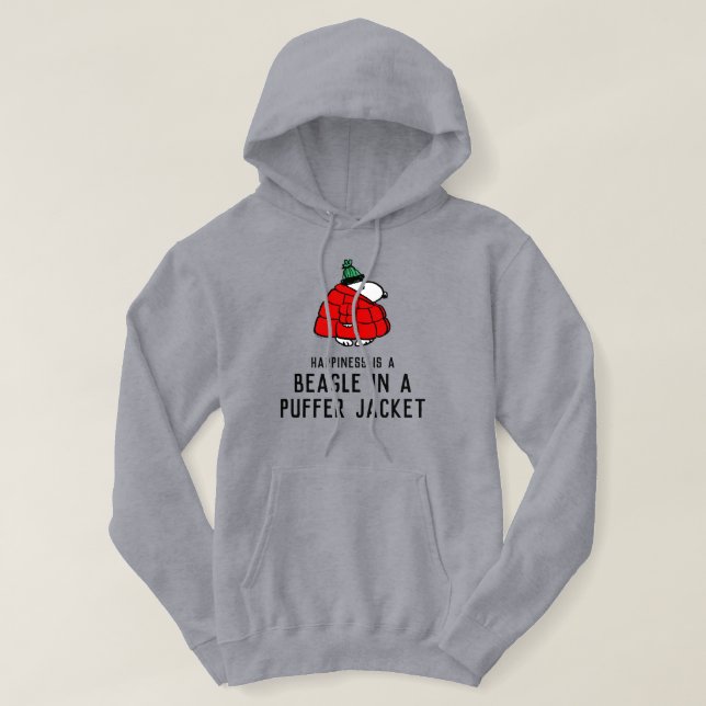 Moletom Amendoins | Jaqueta Snoopy Red Puffer (Frente do Design)