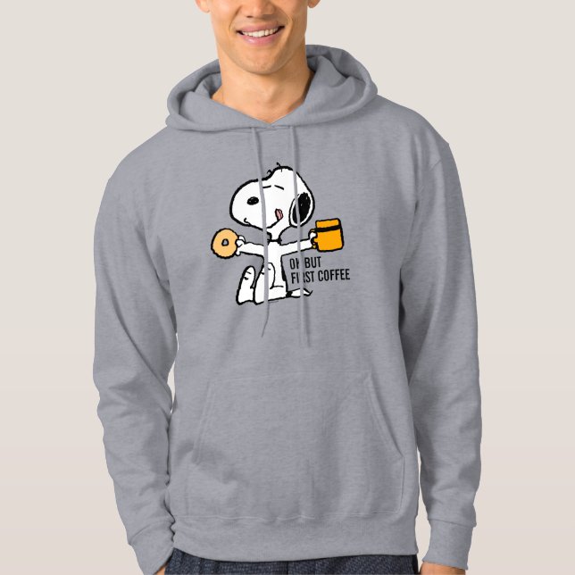 Moletom Amendoins | Snoopy OK Mas Primeiro Café (Frente)