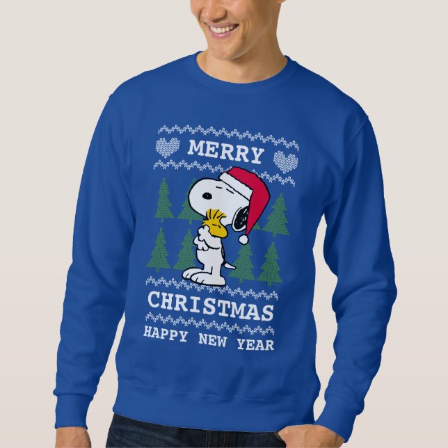 Moletom Amendoins | Snoopy & Woodstock Santa Claus Hug (Frente)