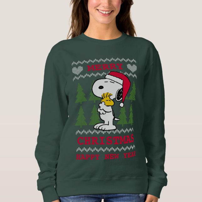 Moletom Amendoins | Snoopy & Woodstock Santa Claus Hug (Frente)