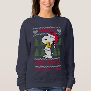 Moletom Amendoins   Snoopy & Woodstock Santa Claus Hug
