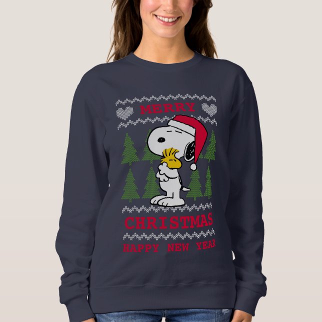 Moletom Amendoins | Snoopy & Woodstock Santa Claus Hug (Frente)