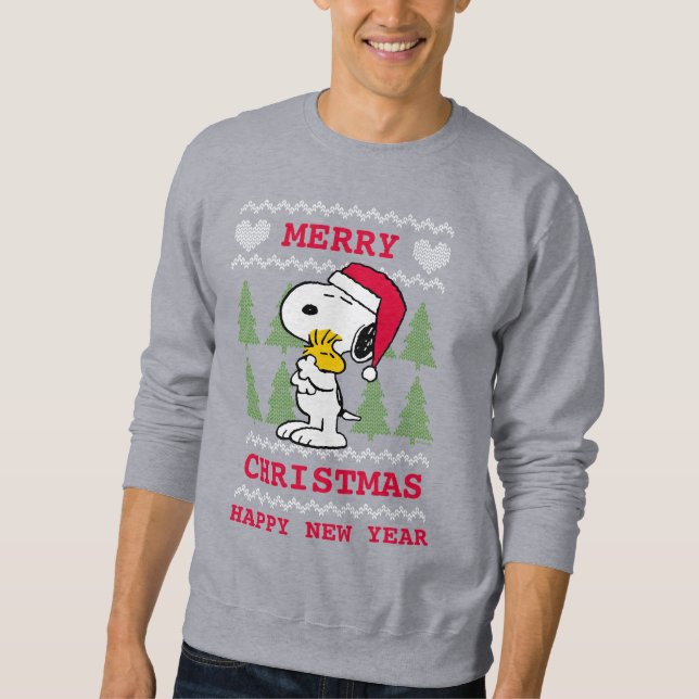 Moletom Amendoins | Snoopy & Woodstock Santa Claus Hug (Frente)
