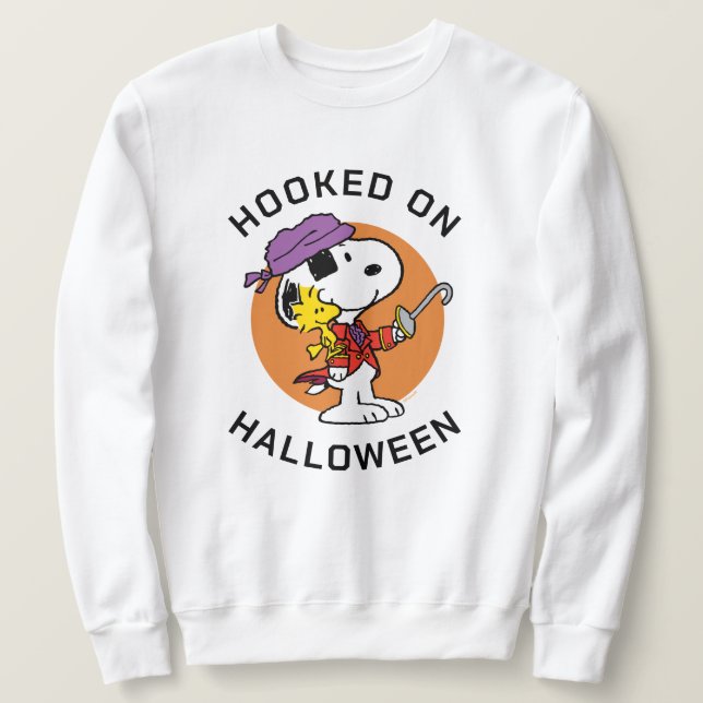 Moletom Amendoins | Snoopy & Woodstock viciado no Hallowee (Frente do Design)