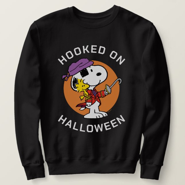 Moletom Amendoins | Snoopy & Woodstock viciado no Hallowee (Frente do Design)