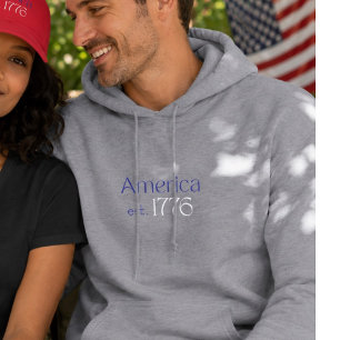 Moletom América 250 Aniversário est 1776 Tipografia Cinza