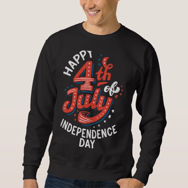 Moletom América Feliz 4 de julho de Independência Longa Fo (Frente)