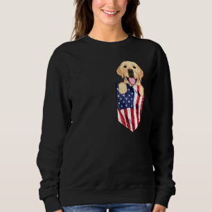 Moletom América Flag Yellow Labrador Retriever Dog Pock