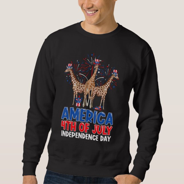 Moletom America Giraffes American Flag Indepedence Day 4th (Frente)