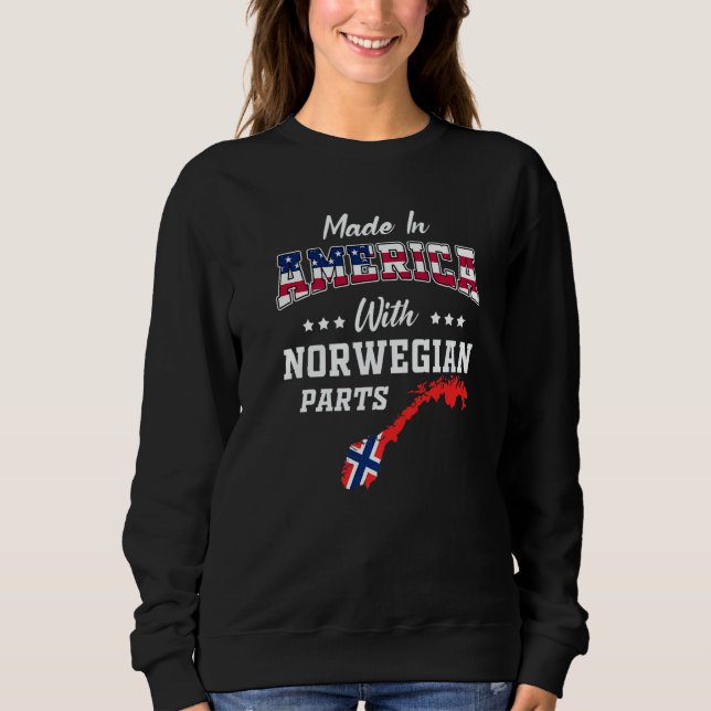 Moletom America Norwegian Parts Norway Map USA Flag Ancest (Frente)