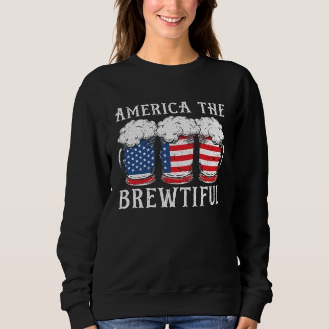 Moletom America The Brewtiful Beer Drinker USA Flag 4th Of (Frente)