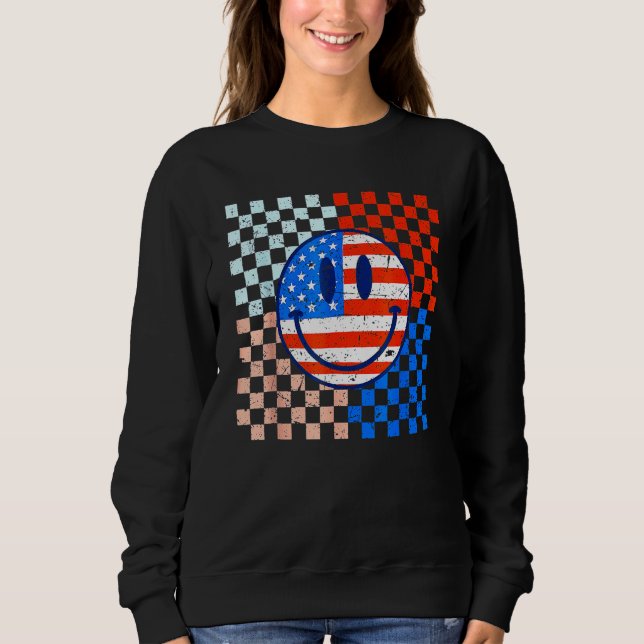 Moletom America Vibes Cute Smile Face USA American Flag 4t (Frente)