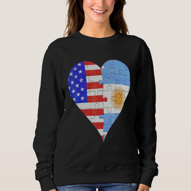 Moletom American Argentinian Flag Heart (Frente)