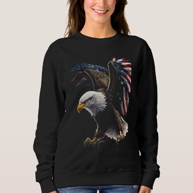 Moletom American Bald Eagle Eyes Flag Country 8 (Frente)