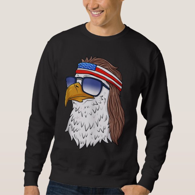 Moletom American Bald Eagle Mullet 4 de julho Funny USA P (Frente)