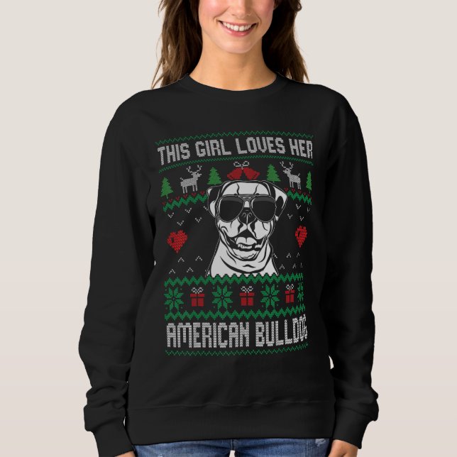 Moletom American Bulldog Girl Cool Ugly Christmas for Dog  (Frente)