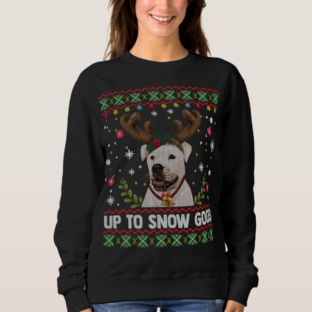 Moletom American Bulldog Reindeer Ugly Christmas Sweater (Frente)