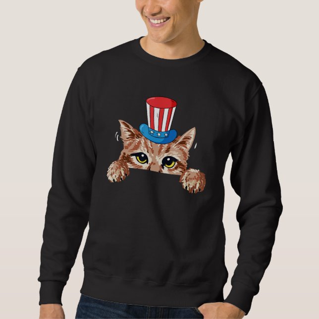 Moletom American Cat 4th Of July Funny Kitten Kitty Patrio (Frente)