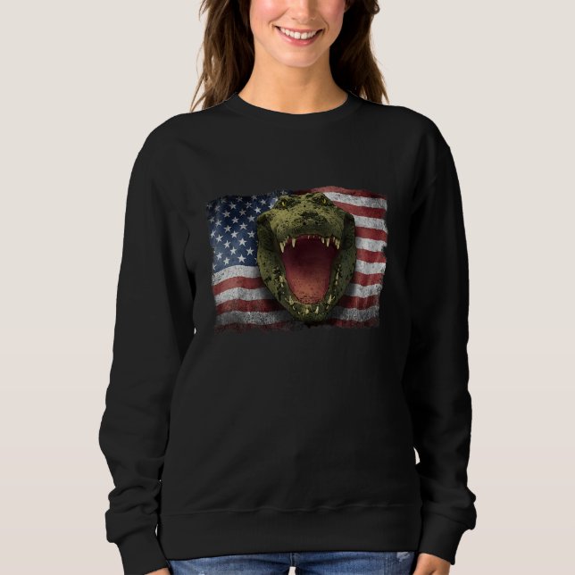 Moletom American Crocodile Alligator USA Flag For American (Frente)