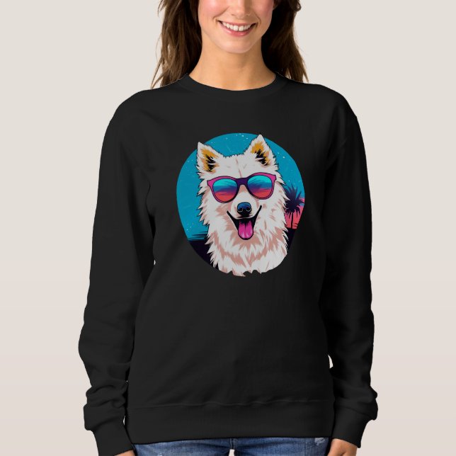 Moletom American Eskimo Dog Wearing Sunglasses Retro (Frente)