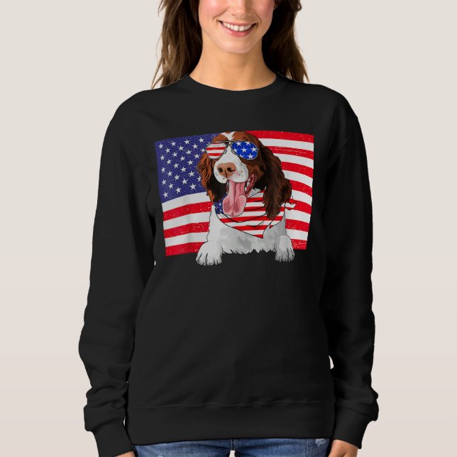Moletom American Flag 4th Of July English Springer Spaniel (Frente)