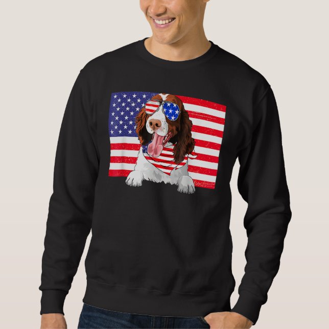 Moletom American Flag 4th Of July English Springer Spaniel (Frente)